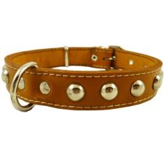 Coleira para cachorro genuína de couro grosso de 2,5 cm de largura. Serve para pescoço de 35,56 cm a 43,18 cm, raças médias.