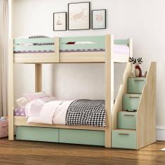 Beliche Infanto Juvenil 2 Gavetões Escada com 4 Gavetas Star Plus Casa Tema Natural/Menta