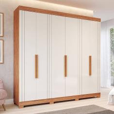 Guarda Roupa Casal 234,60cm 6 Portas e 6 Gavetas 100% Mdf Boston Espresso Móveis Cinamomo/Off White