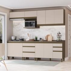 Cozinha Completa 6 Peças 100% Mdf com Tampo para Cooktop Connect Duna/Cristal