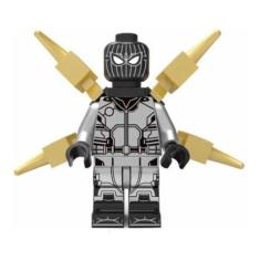 Boneco Blocos De Montar Aranha Traje Negro Teia Dourada - Mega Block T