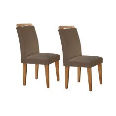 Cadeira Sala de Jantar Athenas Kit 2 Un Imbuia-Capuccino/Suede Capuccino - Rufato