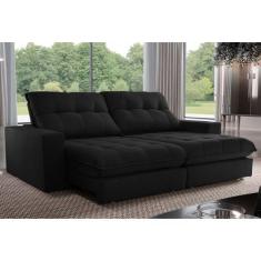 Sofa Retrátil Dublin 2,10m Mola Ensacada 03 Lugares Txr, Preto