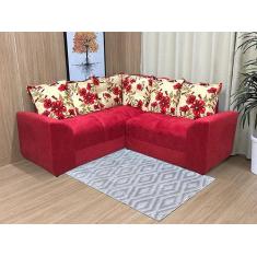 Sofá Canto Vermelho com Floral 608/25 Belo - Alpoim