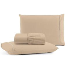 Jogo de Lençol Cama Casal 3 peças 100% Algodão Percal 180 fios Ponto P