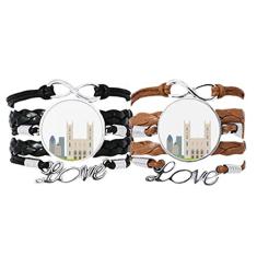DIYthinker Pulseira de couro com alça de mão e marca da cidade do Canadá, conjunto duplo para presente