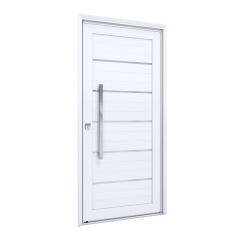 Porta de Alumínio Lambri 215x105cm com Friso e Puxador Lucasa Alumínios Branco
