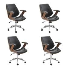 Kit 4 Cadeiras de Escritório Diretor Giratória Office Lisboa Preto