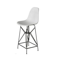 Banqueta Bistrô Alta Eames Eiffel Branca Base Ferro Preto - CASA PRIME