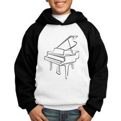 Moletom Infantil Piano - Foca na Moda, Branco, Preto, 14