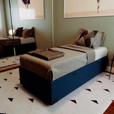 Cama Box Baú Solteiro Azul com Colchão Guldi Dream Mola Ensacada (30x8