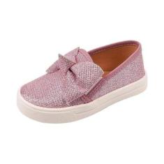 tenis infantil de menina sapato feminino criança slip on brilhante-Feminino