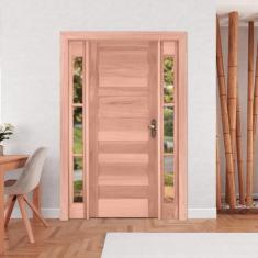 Kit Porta de Madeira 2 Vitrôs 213cmx156cmx12cm Pe28 Esel Abertura Dire