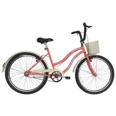 Bicicleta Retro Vintage Aro 26 Feminina Beach Salmão