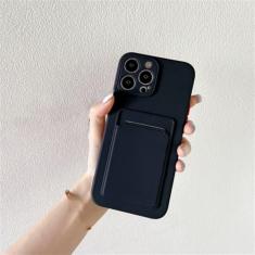 Capa de telefone de silicone macio para iPhone 14 11 12 13 Pro Max XR X XS Max 6 6S 7 8 Plus SE 2020 12 Mini 13Pro Capa para cartão de carteira, preta, para iPhone XS Max