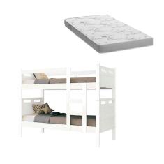 Beliche Solteiro Jaspe com Colchão Vira duas Camas Branco