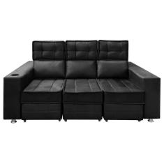 Sofá Retrátil E Reclinável 3 Lugares Londres 2.10cm C/molas Preto