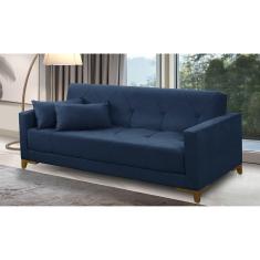 Sofá Cama 3 lugares 2,00m Aurora Suede Azul Adonai Estofados