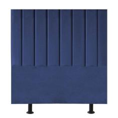 Cabeceira Estofada Cama Box Solteiro 90 Cm Maisa Suede azul Marinho