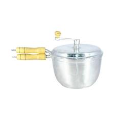 Pipoqueira Alumínio Fundido Polida Cabo Madeira N24 - DIVIFORTE