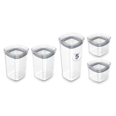 Kit Potes Herméticos 0,45L 1L e 1,5L Com Tampa Para Alimentos Natural