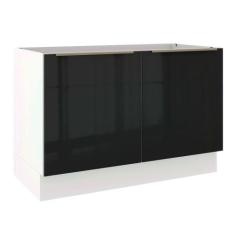 Balcão de Pia Madesa Lux 120cm 2 Portas Branco Preto