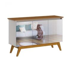 Buffet Classic 3 Portas Off White Com Freijó E Espelho - Imcal Móveis