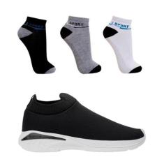 Combo Tênis Academia Esportivo Slip On 3 pares de Meias  - NS Star, 37