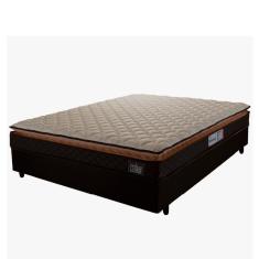 Cama Box Casal Colchão Espuma D33 Pillow Top Millenium 138x188x57cm Marrom Hellen - Suporta até 120kg por Pessoa