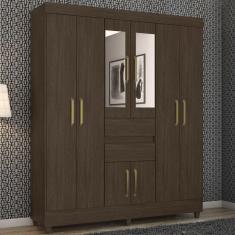 Guarda Roupa Casal 8 Portas Com Espelho 82060EL Ebano Demobile