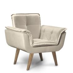 Poltrona Argus Base Palito 01 Lugar Bisart, Bege
