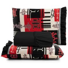 Jogo Cama Lençol Casal Minuano 100% Algodão 3 Peças - Preto - Casa Sho