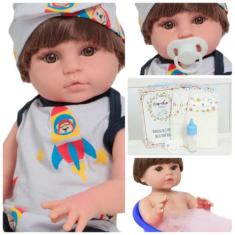 Boneco Bebê Reborn Arthur Com Chupeta Kit 11 Itens Completo - Cegonha 