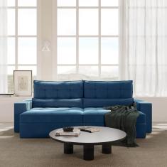 Sofá Retrátil e Reclinável 4 Lugares 280cm Embaúba Extra Cabecasa Madeiramadeira Azul Diamante