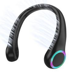 Ventilador de pescoço, ventilador portátil com vida útil de 5-17H, ventilador de pescoço de 4000 mAh ar condicionado com 3 velocidades ajustáveis e 64 luzes frias, ventilador de pescoço recarregável