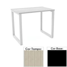 Mesa de Escritório Pé Tubular Pe25 em Mdp 90 x 45 cm Cor Nogueira Casablanca e Base Preta