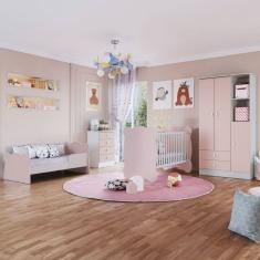 Quarto de Bebê Completo Bambino 3 Portas 6 Gavetas Rosa - Percasa