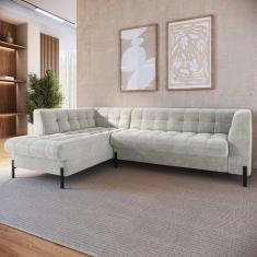 Sofá 3 Lugares com Chaise Terminal Cod. 2881 Zênite Yescasa Bege