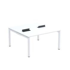 Mesa Plataforma Dupla com Pé de Aço para Coworking 140X140/2P PDC14/14/2P Branco