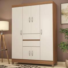 Guarda Roupa Solteiro 6 Portas E 2 Gavetas Ecom Ii - Amêndola Touch Off White