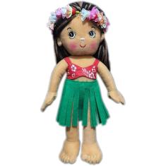 Boneca De Pano Negra Pequena Praiana  Fofa 34cm