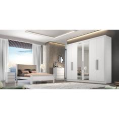 Guarda Roupa Casal com Espelho 6 Portas 6 Gavetas - Rizon-Branco - Móveis Novo Horizonte