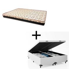 Cama Box Baú Queen 158 Tecido Sintético Branco Com Colchão Praia Bello Box - D28 Amarelo 58x158x198