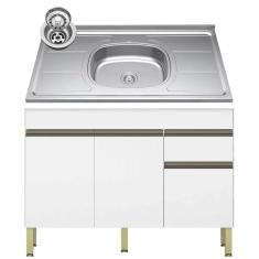 Balcão Gabinete 3 Portas com Pia 120cm Lina K02 Supremo - Mpozenato