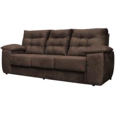 Sofá Luxemburgo 3 Lugares 2,02m Tecido Suede Café - CAMA INBOX