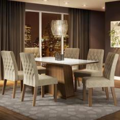 Conjunto Sala de Jantar Madesa Rafaela Mesa Tampo de Vidro com 6 Cadei
