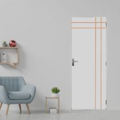 Kit Porta de Madeira Decorada 215x85cm com Batente de Aço 06cm Mantiqueira mgm