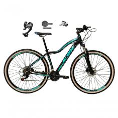 Bicicleta Feminina Aro 29 Ksw Mwza 27v Shimano Altus Freios Hidráulicos Pneu Bege - Preto-rosa Tam.15