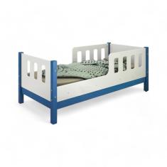 Cama Juvenil Com Proteção Encanto Branca E Azul Com Colchão