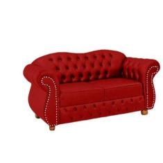 Sofá Chesterfield Merlo 2 lugares 2,00 Suede Vermelho/ decoração, rece